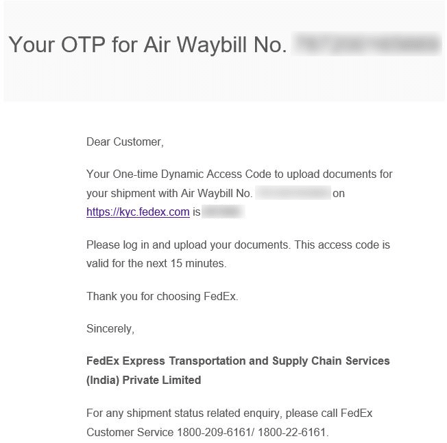 Know Your Customer (KYC) verification step for shipping